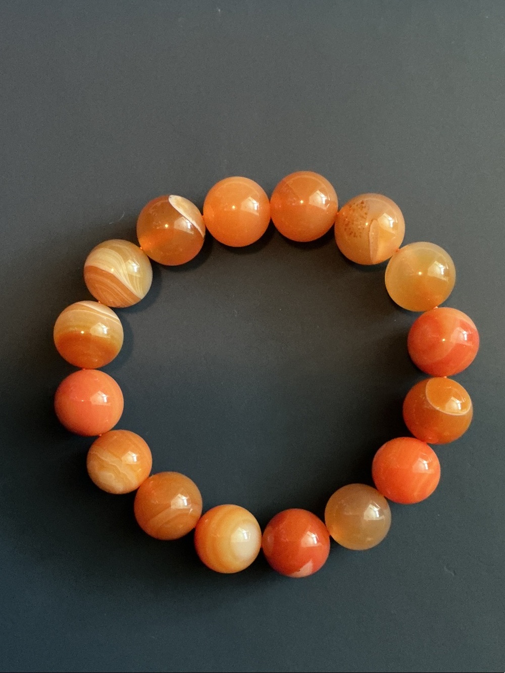 Orange Stone Beaded Stretch Bracelet